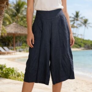 Contemporaine Gray Linen Wide Leg Bermuda Shorts Size 4 High Rise